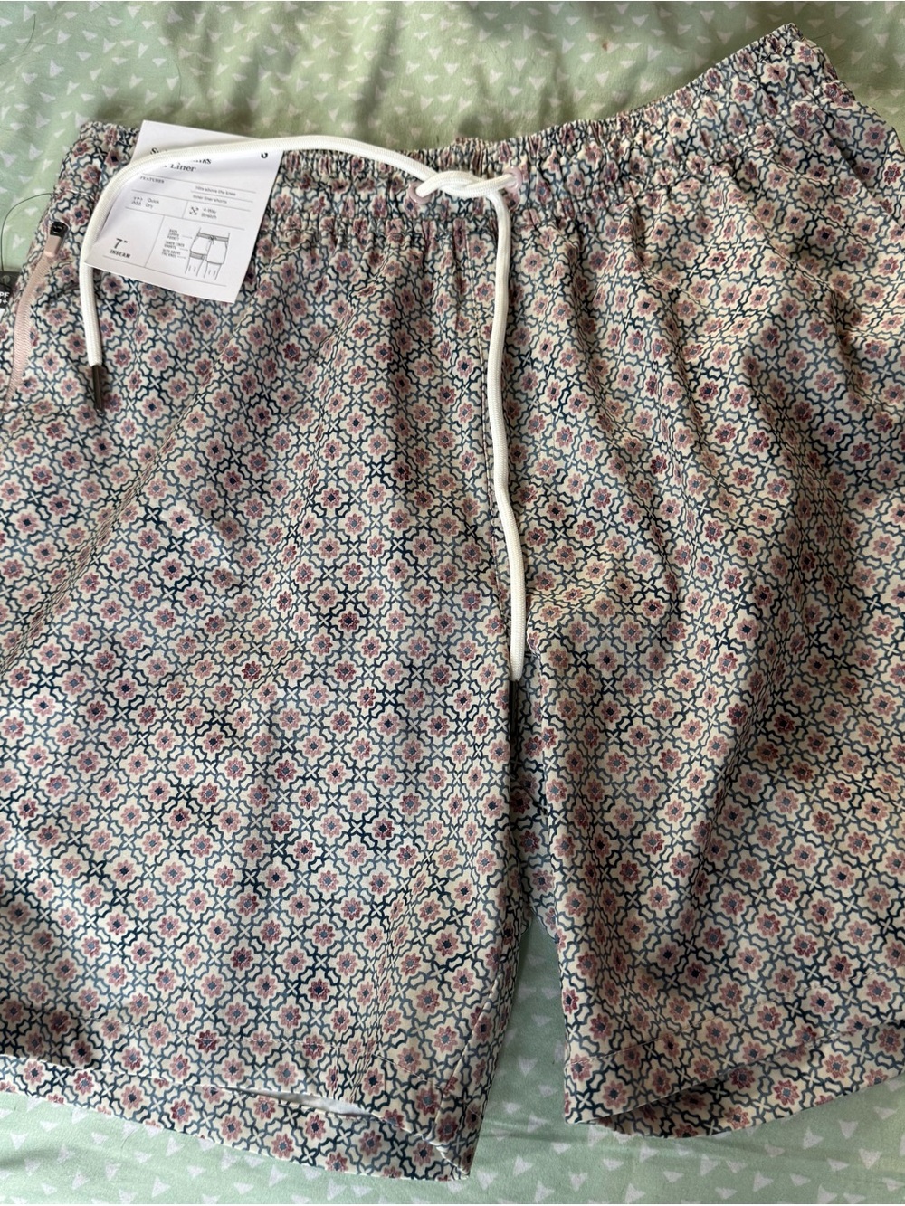 Goodfellow & Co Pink and Blue Geometric Swim Trunks